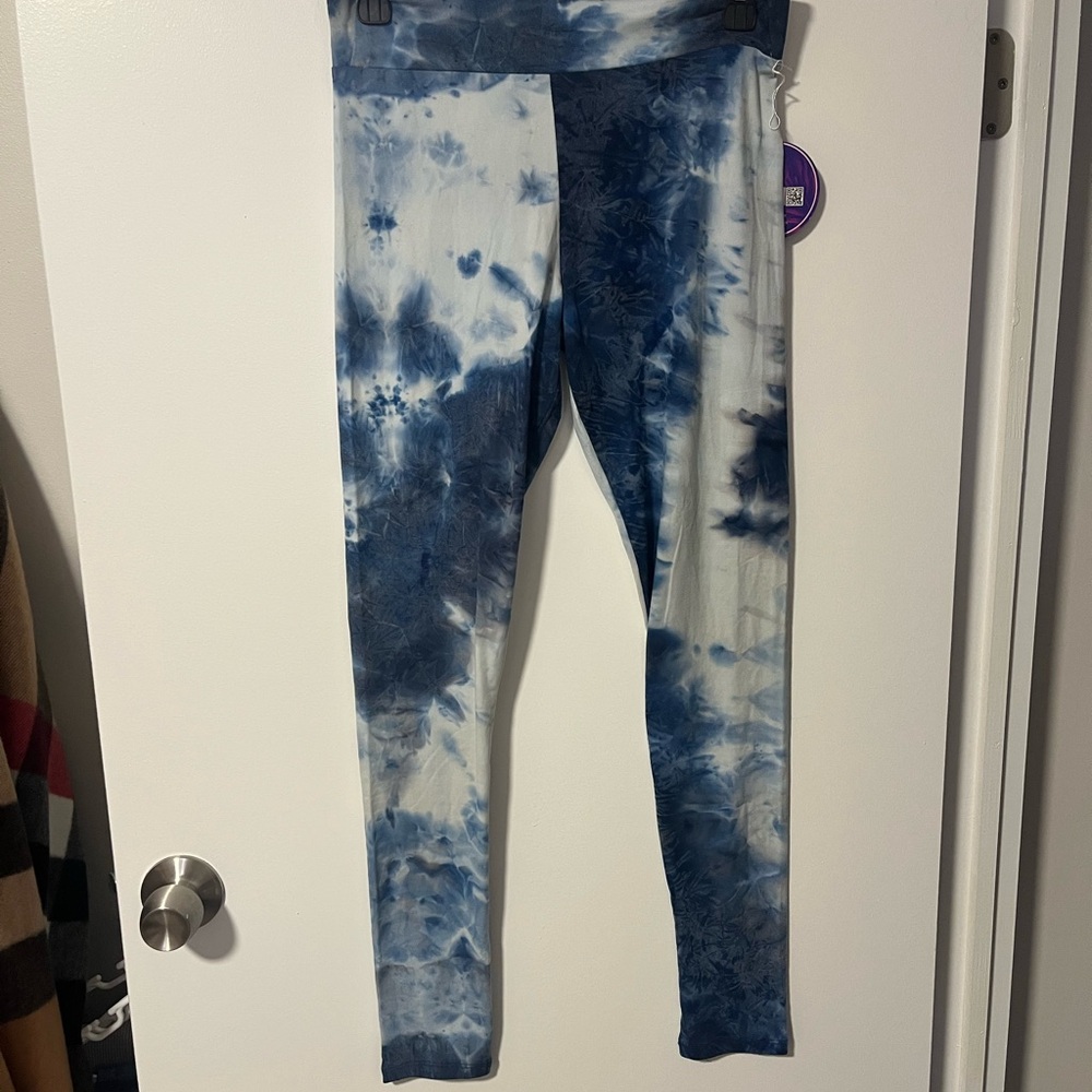 Women's Blue Tie-Dye Soft Leggings